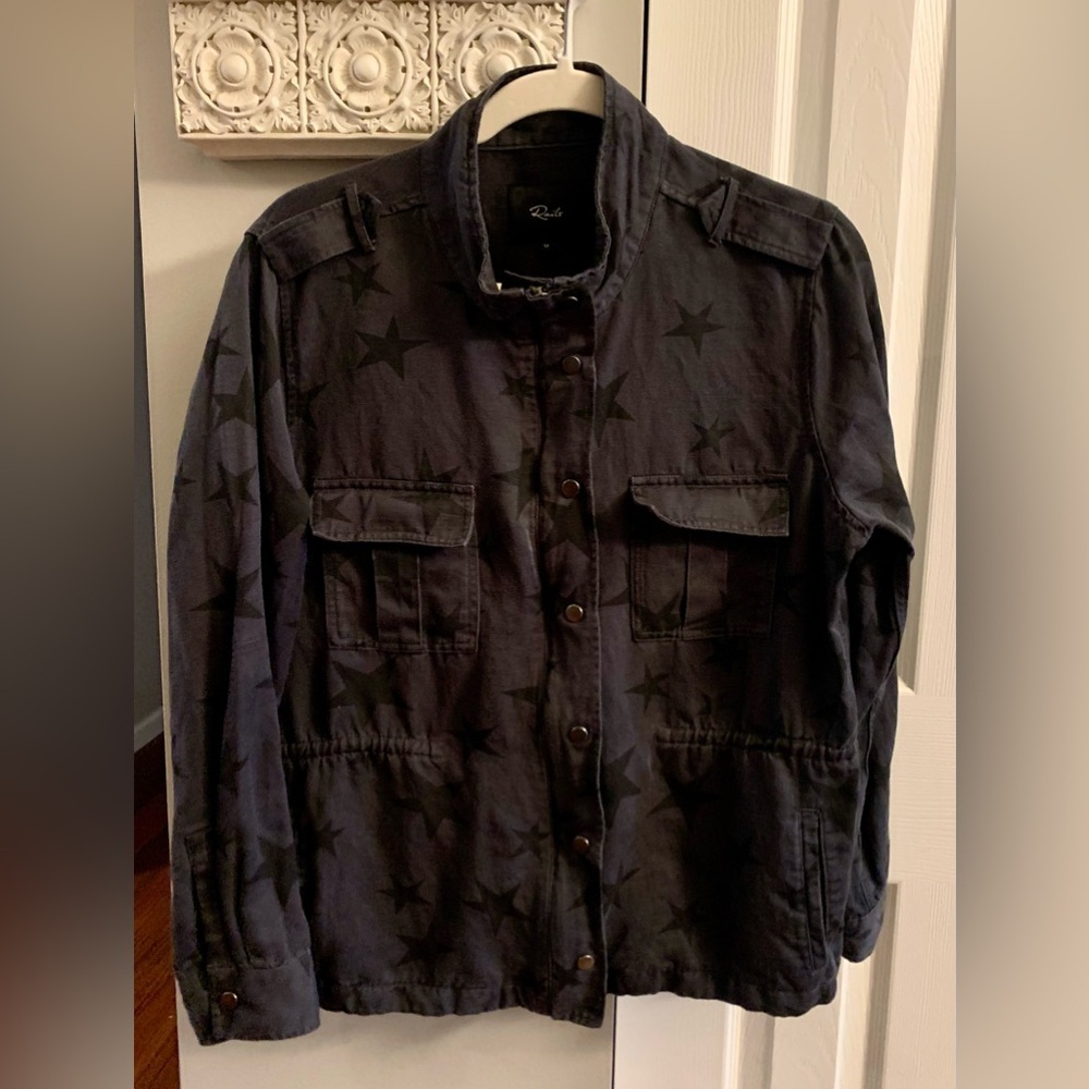 Rails Trey Jacket Charcoal w/ Oversized Stars Boho Casual Military - M - Picture 5 of 10